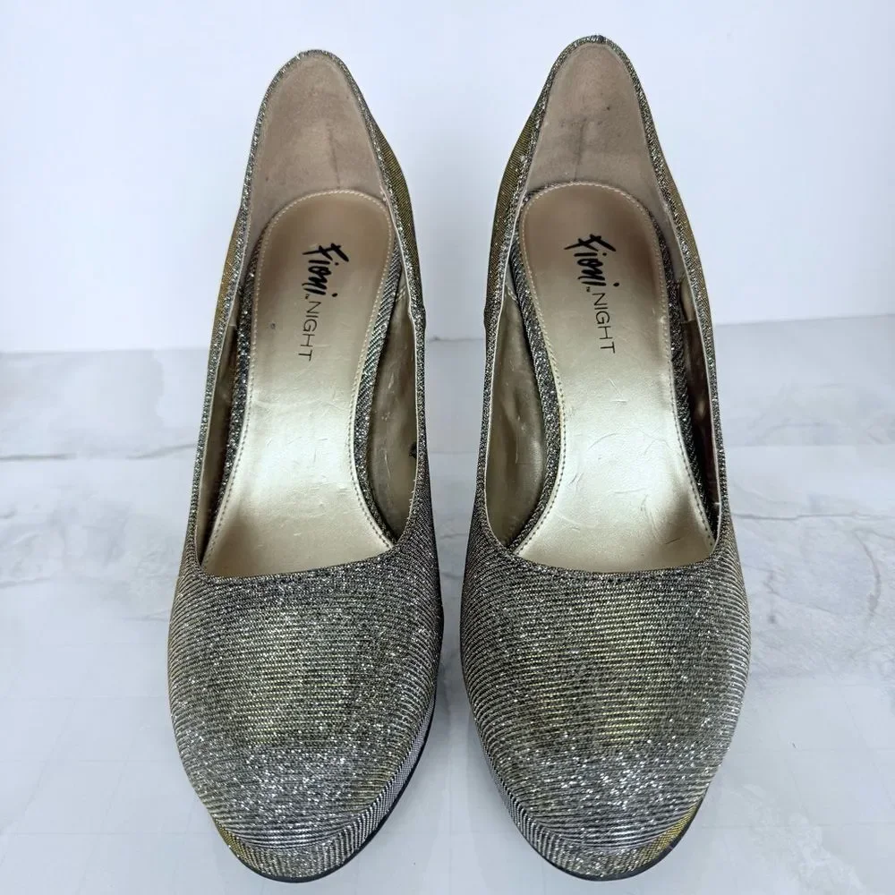 Metallic Shimmer Pumps High Heel Evening Shoes Wedding Bronze Gold-10 Wide
